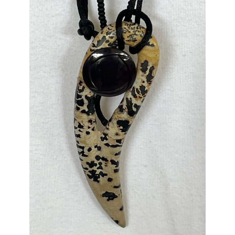 Bohemian Dalmatian Jasper & Ceramic Toggle Necklace -- 32"